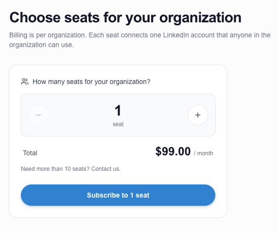 Choose seats for your organization