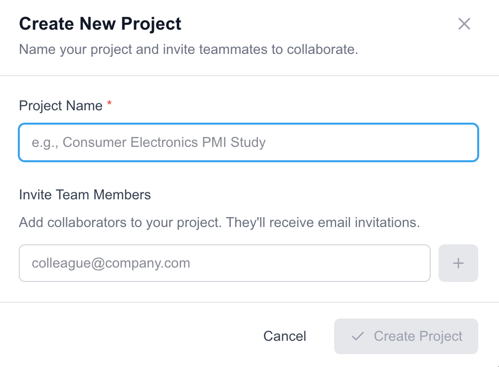 Create New Project dialog
