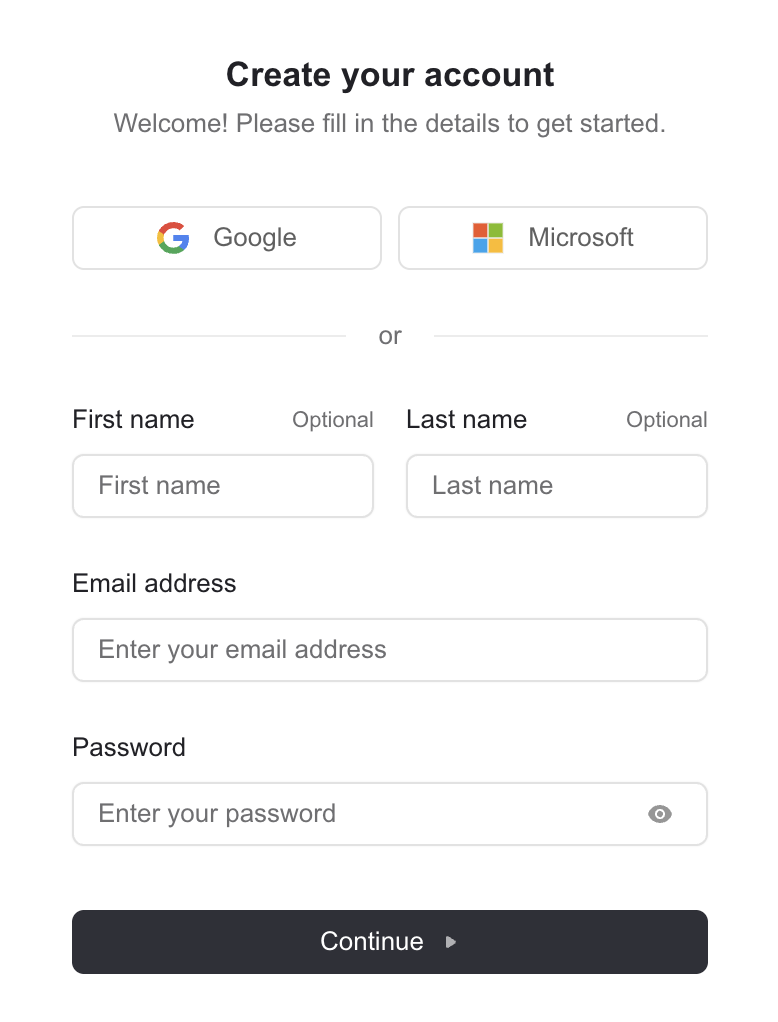 Cabos sign-up form